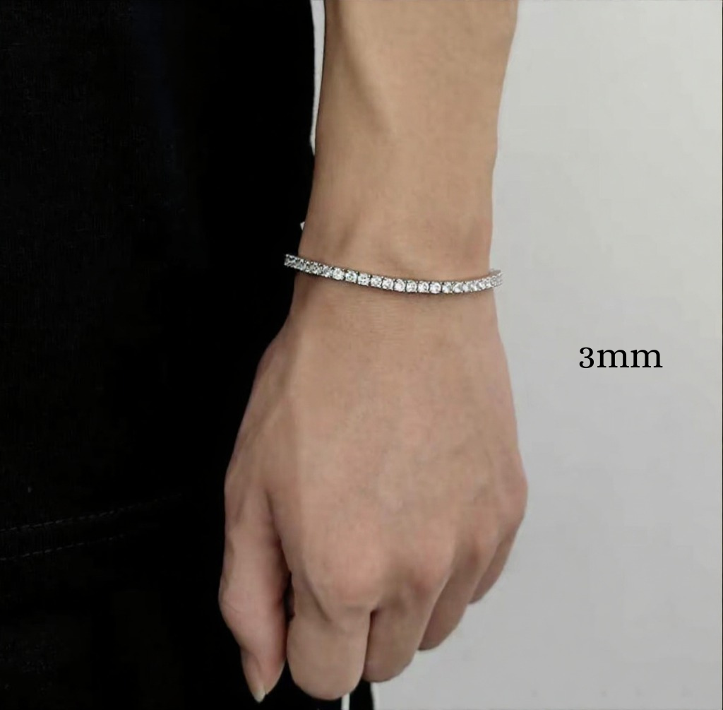 3mm Silver CZ Tennis Bracelet – Diamond-Look, VVS Clarity, Unisex Luxury Jewelry