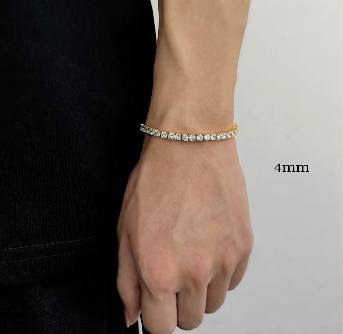 4mm CZ Gold Color Tennis Bracelet – Diamond-Look, VVS Clarity, Unisex Luxury Jewelry